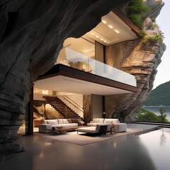 Modern house in the rock