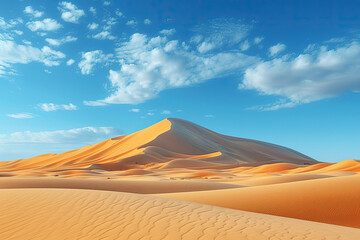 Spring sunset at the gates of the sahara desert, with the sand dunes illuminated by the golden...