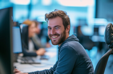 smiling IT Specialist at work