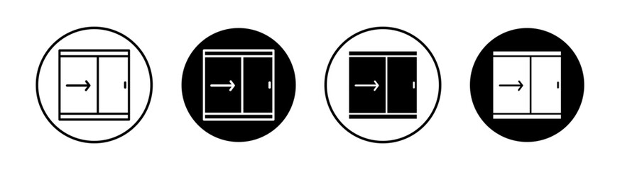 Sliding door vector line icon illustration.