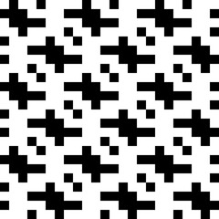 Seamless pattern. Checks, figures ornament. Squares, shapes wallpaper. Ethnic motif. Tiles, curves backdrop. Geometric background. Mosaic illustration. Digital paper, textile print, abstract. Vector.