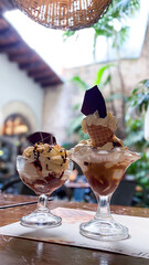 two chocolate and chantilli ice cream