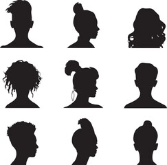 Hair silhouette woman hair styles on white background