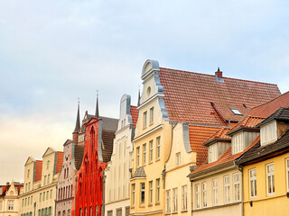 Historical houses in old town Wismar, Germany