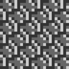 Seamless pattern. Tiles, forms, slabs backdrop. Checks, strokes, figures ornament. Squares, rectangles, shapes wallpaper. Ethnic motif. Geometric background. Mosaic illustration. Vector abstract.