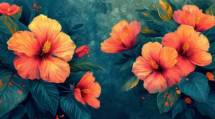 Very beautiful background with exotic flowers