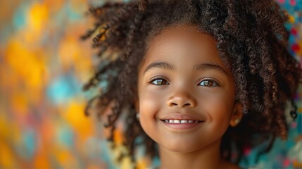 Adorable young girl portrait with African plait hair - obrazy, fototapety, plakaty