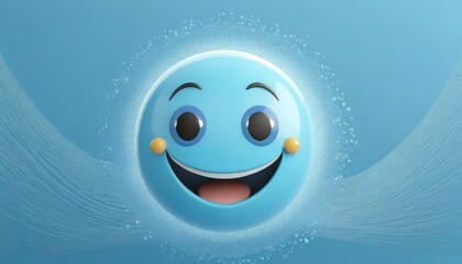 smiley face on a white background 3d simile face, Blue Monday concept. Happy emoji face on light blue background