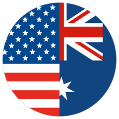USA vs Australia. Flag of United States of America and Australia in circle shape