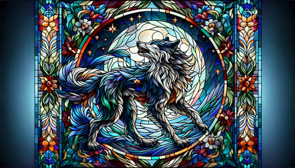 Stained glass werewolf