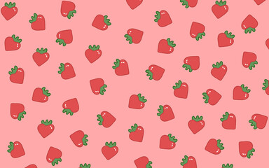 Illustration of heart shape mixed with strawberry on valentine's day and wallpaper image