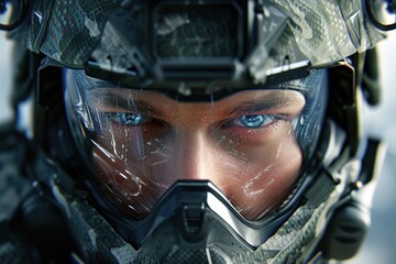 Fototapeta premium Future soldier special forces in full uniform