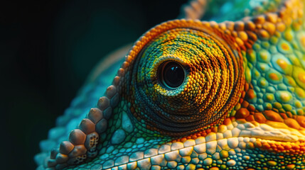 wallpaper of a close up  of a chameleon eye, with empty copy space