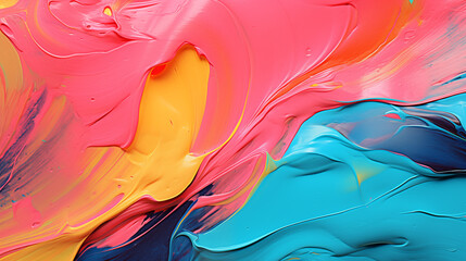 High-Resolution Macro Image of Pink and Yellow Paint Strokes