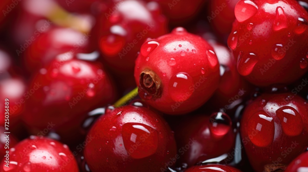 Aufkleber a close-up view of a bunch of juicy and ripe cherries. perfect for adding a pop of color to food and