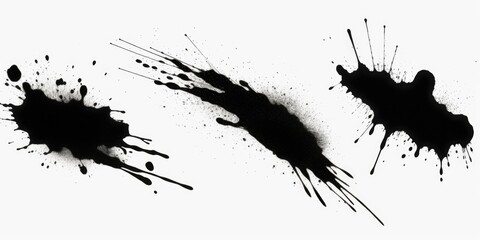 Black ink splatters on a white background, suitable for artistic projects or graphic design