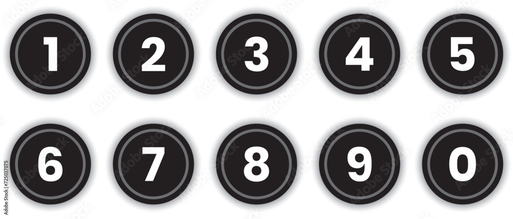 Aufkleber set of phone numbers button. number circles set 0 to 9 icon for education and ui/ux design. safe loc