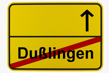 Illustration eines Ortsausgangsschildes von Dußlingen in Baden-Württemberg	