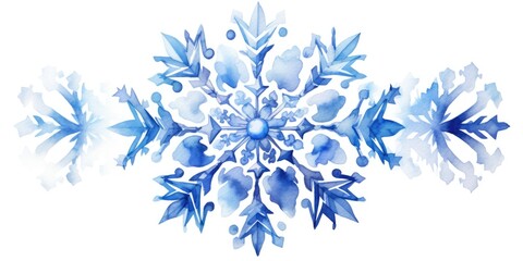 Fototapeta premium A blue snowflake is displayed on a white background. This image can be used for winter-themed designs and holiday decorations