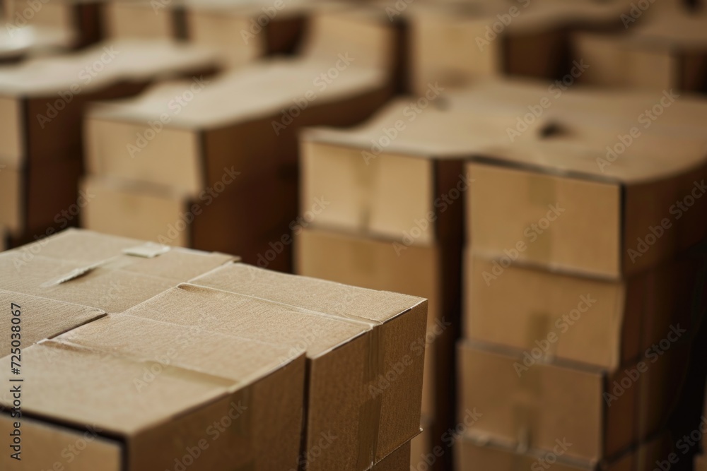 Poster a pile of cardboard boxes stacked on top of each other. perfect for packaging and storage needs