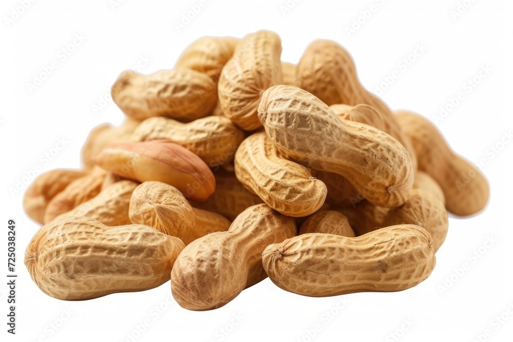 Poster A pile of peanuts stacked on top of each other. Versatile image for various uses
