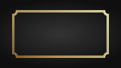 Obraz premium Stories Vector Advertising Template. Classic Golden Frame Promo with Black Background Scene Social Media Banner Mockup