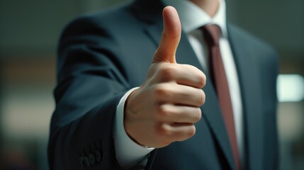A man in a suit giving a thumbs up. Perfect for business and success concepts