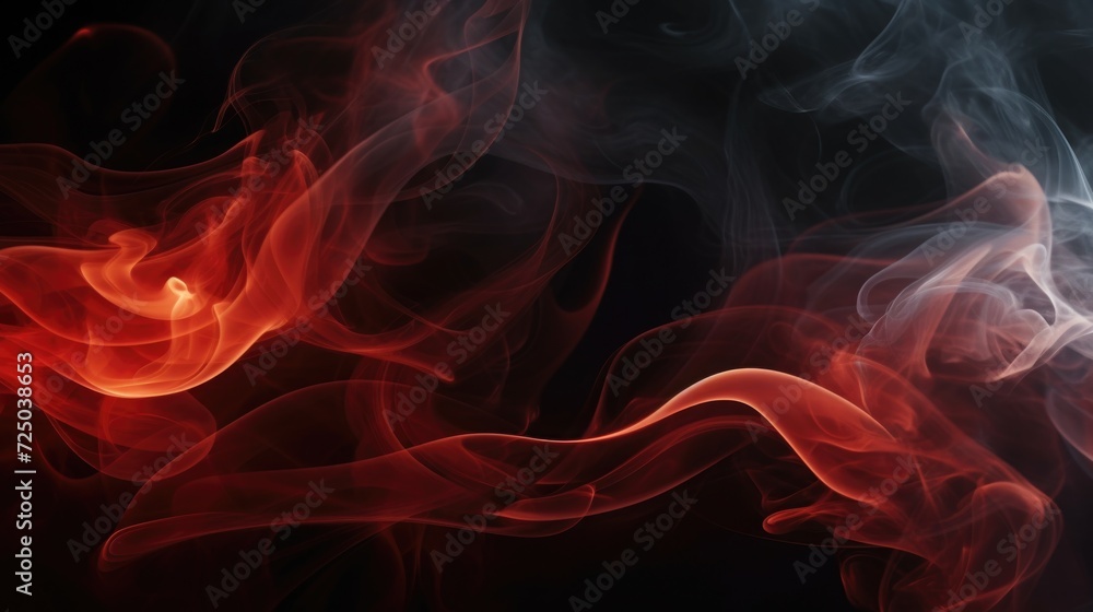 Poster Close-up view of smoke on a black background. Versatile image that can be used for various concepts and designs