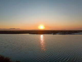 sunset over the river