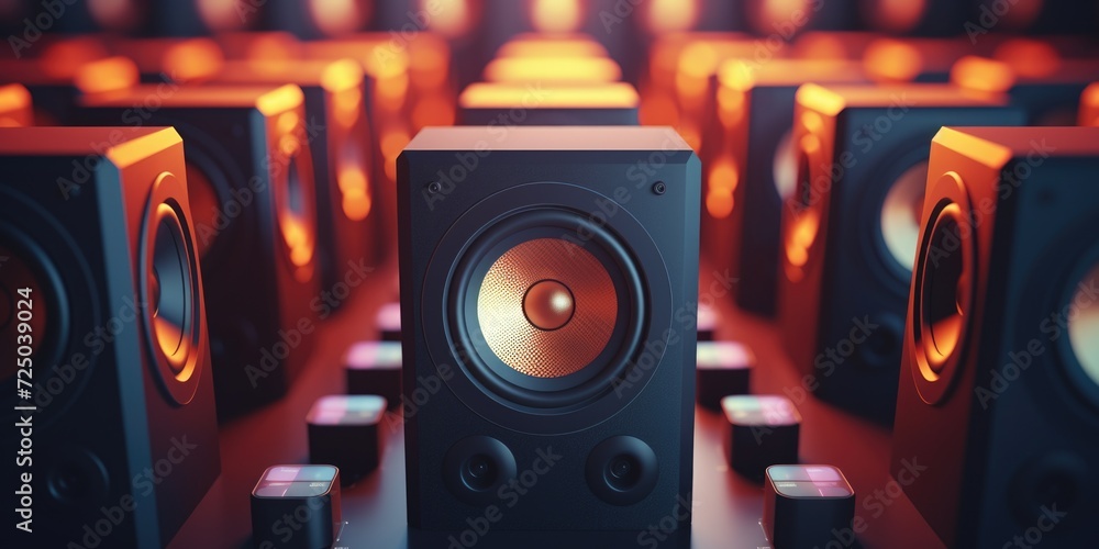 Aufkleber A compact and straightforward image showing a group of speakers stacked on top of each other. This versatile picture can be used in various contexts
