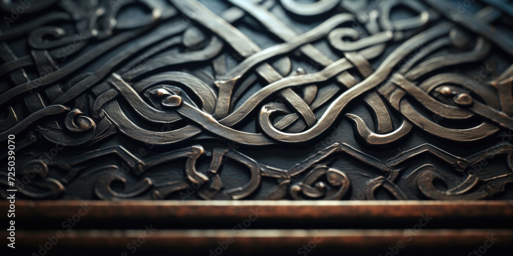Aufkleber A detailed close-up view of a metal object placed on a table. Suitable for various uses