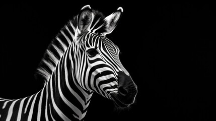 Fototapeta na wymiar A black and white photo of a zebra. Suitable for nature, wildlife, or animal-themed designs