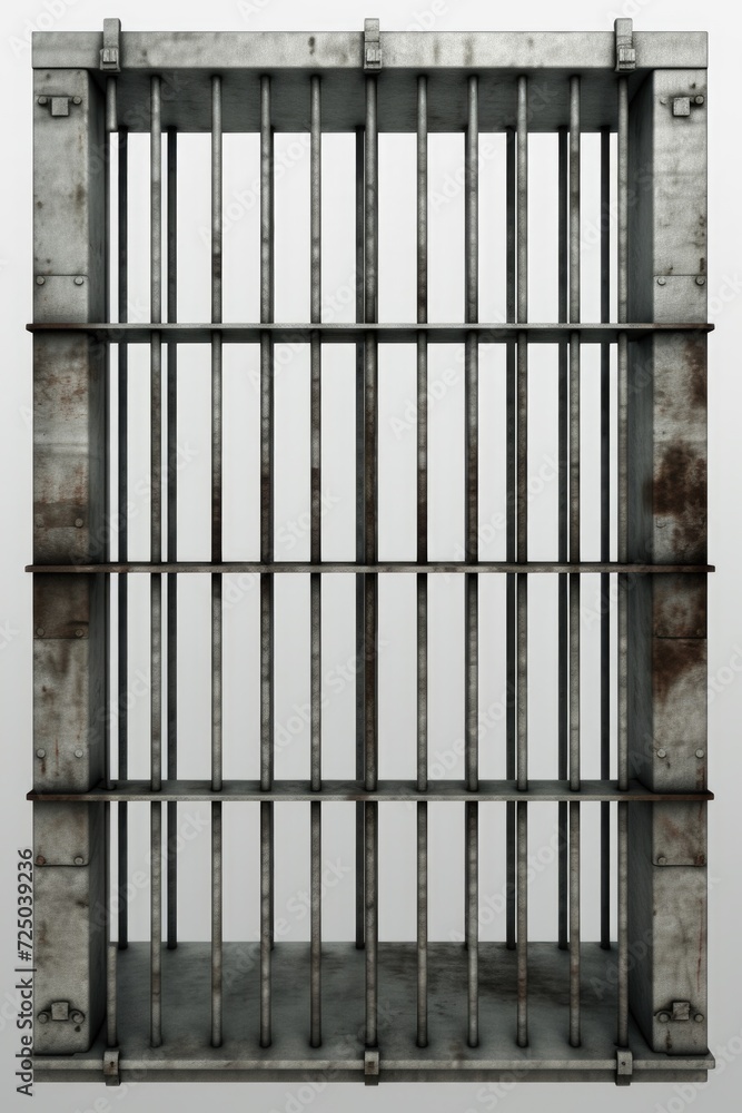 Poster a simple and straightforward image of a jail cell with bars on a white background. perfect for illus