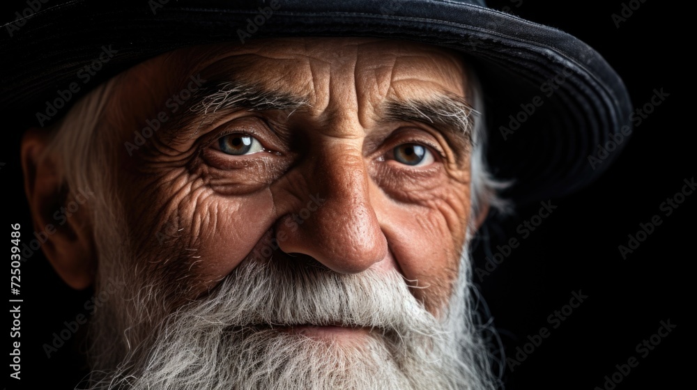 Aufkleber A close up image of a person wearing a hat. This versatile image can be used in various contexts