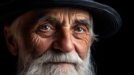 A close up image of a person wearing a hat. This versatile image can be used in various contexts