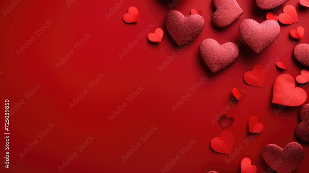 Poster a bunch of red hearts on a red background. perfect for expressing love and affection.