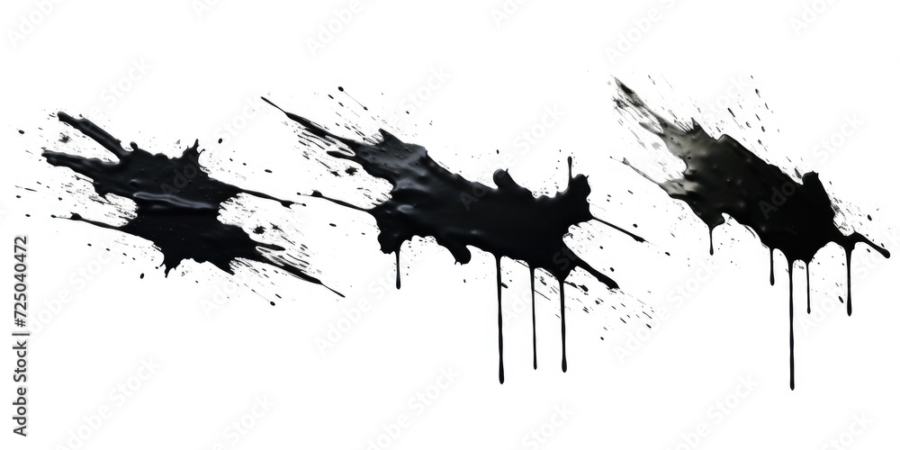 Aufkleber a group of black paint splatters on a white surface. versatile image suitable for various creative p