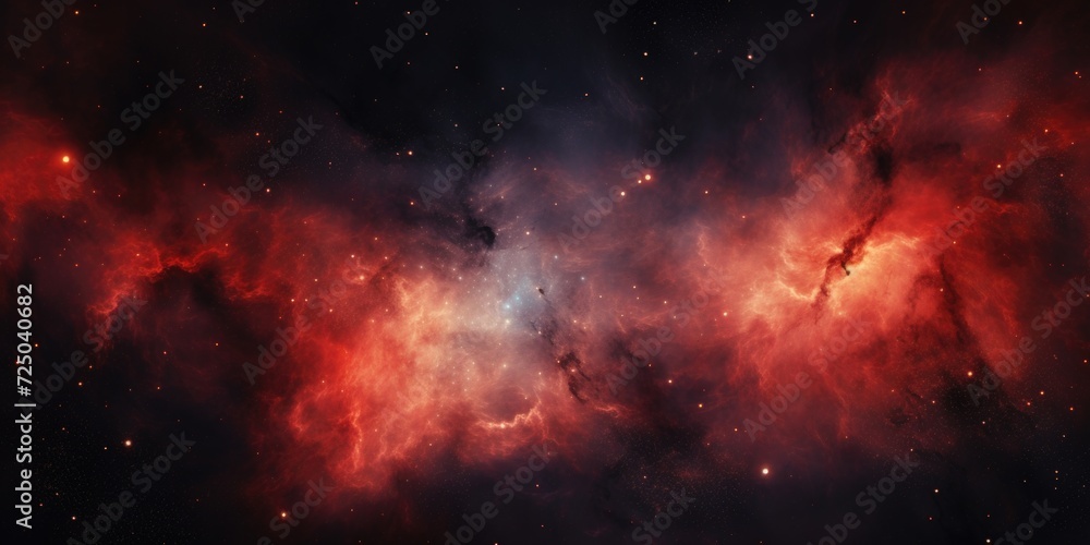 Poster A captivating image of a red and blue nebula with stars in the background. Perfect for space enthusiasts and science-related projects