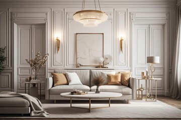 Neoclassical living room interior illustration. in front