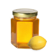 Honey in glass jar isolated on white