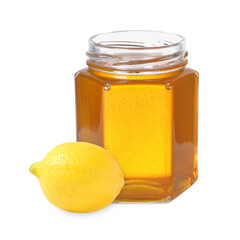 Honey in glass jar isolated on white