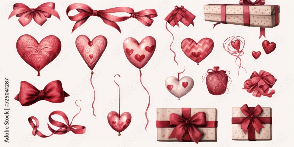 Poster a collection of various valentine's day items and decorations. perfect for creating a romantic atmos