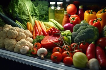 A variety of colorful and healthy vegetables neatly arranged on a counter. Perfect for showcasing the freshness and vibrancy of farm-fresh produce.