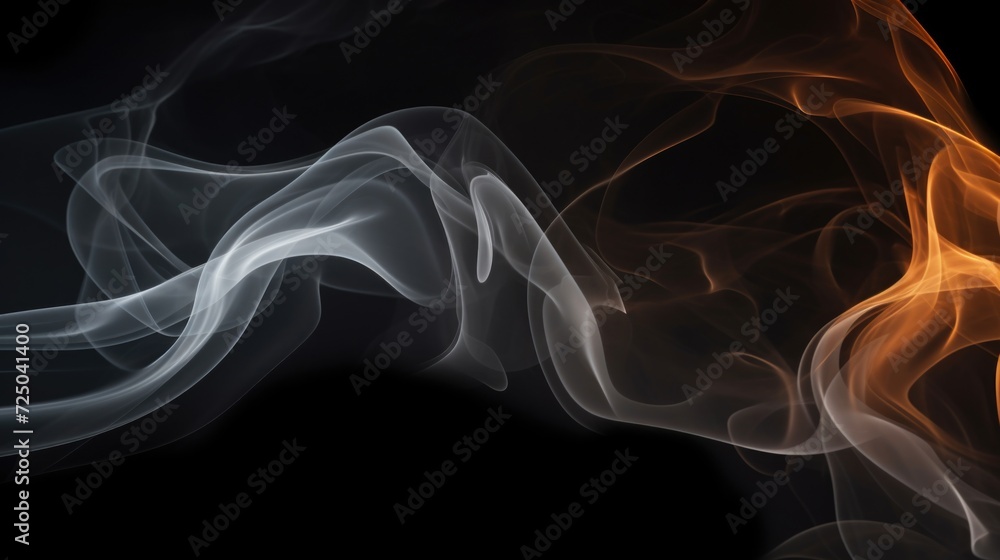 Poster Smoke captured in a close-up shot against a black background. Perfect for adding a mysterious or atmospheric touch to various projects