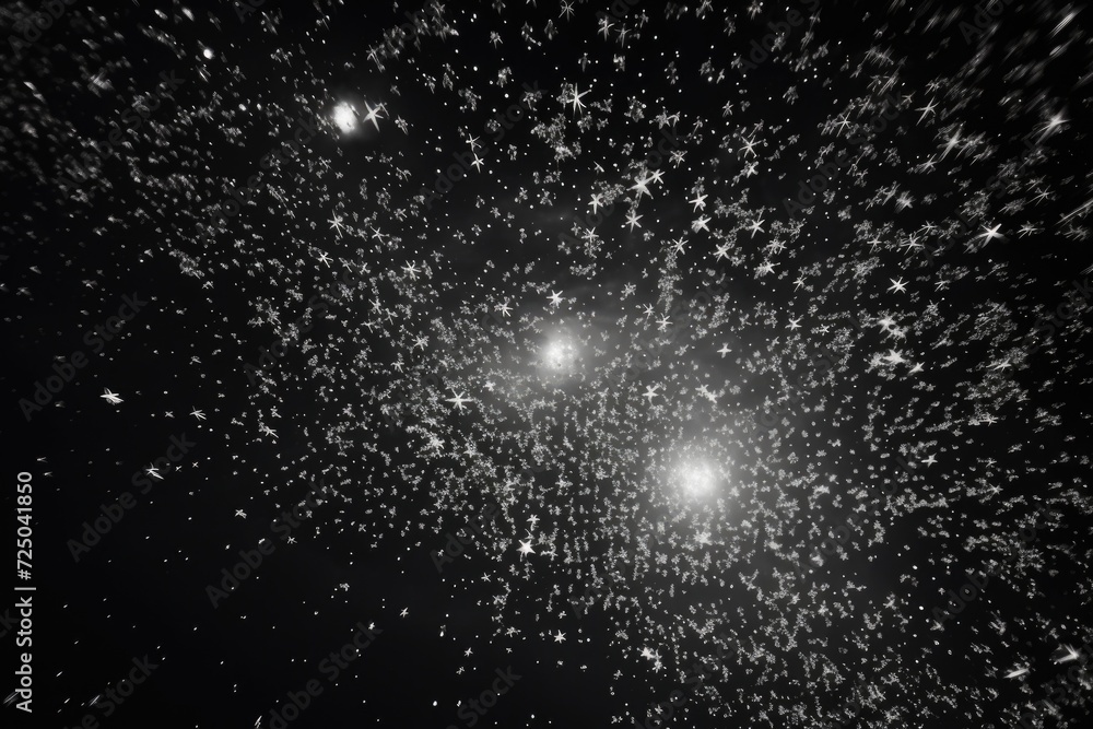 Poster a captivating black and white photo capturing a cluster of stars. perfect for astronomy enthusiasts 