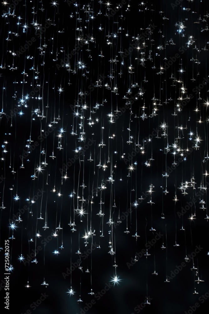 Poster A collection of stars hanging from the ceiling. Perfect for adding a touch of whimsy and charm to any space