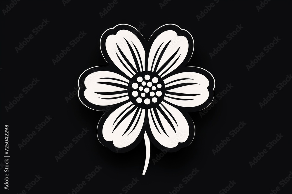 Canvas Prints A black and white flower on a black background. This image can be used for various purposes