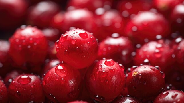A close-up view of a bunch of red berries. This image can be used for various purposes
