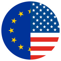 Obraz na płótnie Canvas USA vs EU. Flag of United States of America and the European Union in circle shape