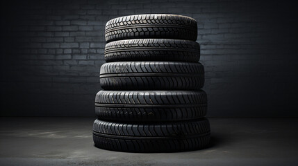 Fototapeta na wymiar stack of summer tires